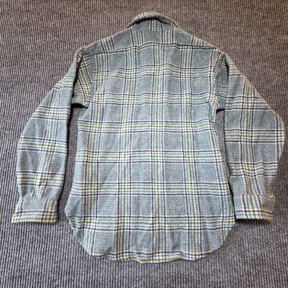 Vintage Pendleton Womans Top Shirt Plaid Size M Green w Blue Black - Virgin Wool - Picture 8 of 8